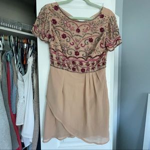 Tulip beaded detail mini dress